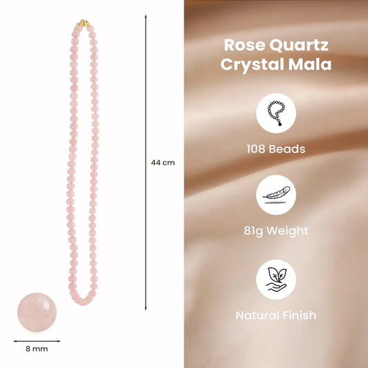 Rose Quartz Mala - 8mm || 108 Beads