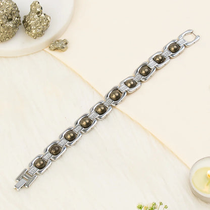 Metal Raw Pyrite Bracelet - Silver