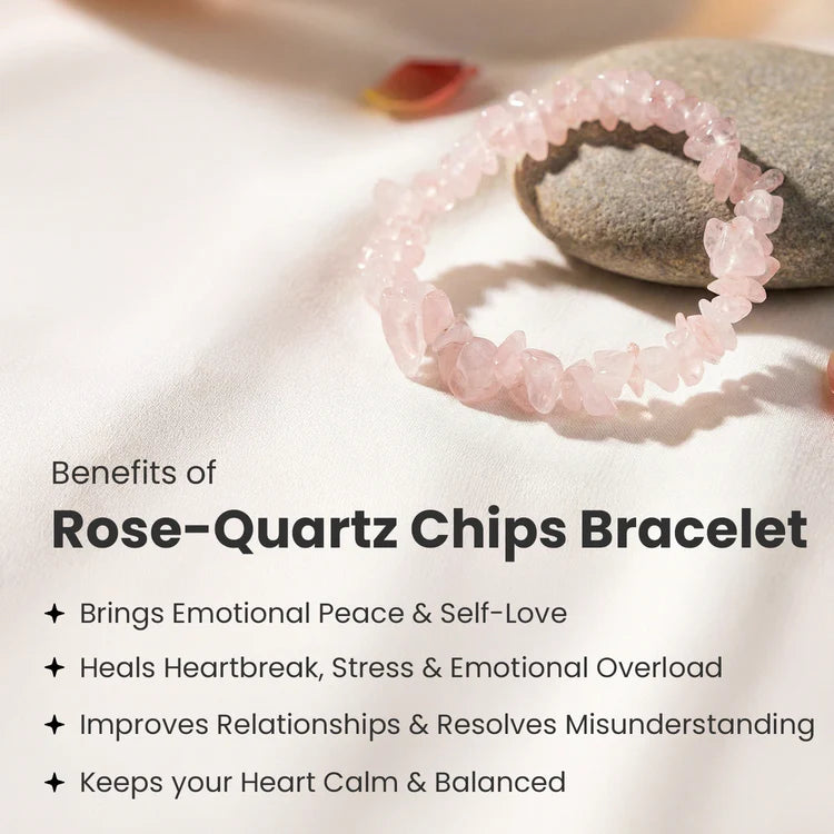 Rose Quartz Chips Bracelet Stretchable