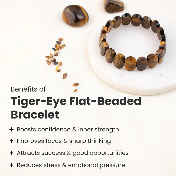 Tiger-Eye Flat-Beaded Bracelet