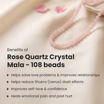 Rose Quartz Mala - 8mm || 108 Beads