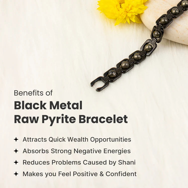 Metal Raw Pyrite Bracelet - Black