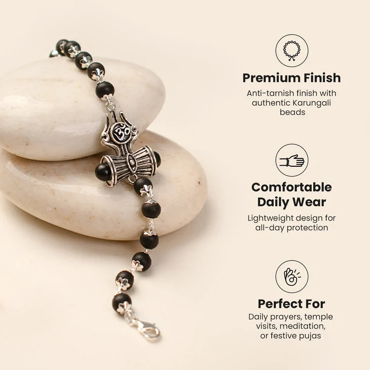 Om Trinetra Trishul Damru Karungali Bracelet