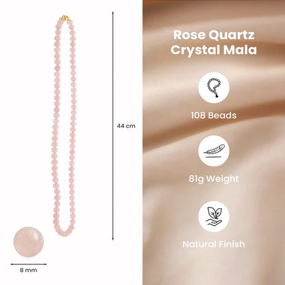 Rose Quartz Mala - 8mm || 108 Beads
