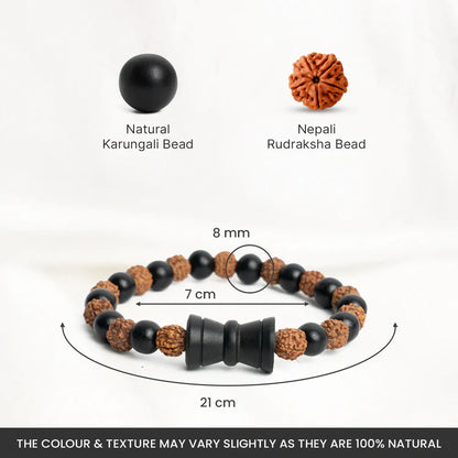 Karungali Rudraksha Damru Bracelet