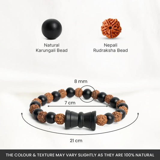 Karungali Rudraksha Damru Bracelet