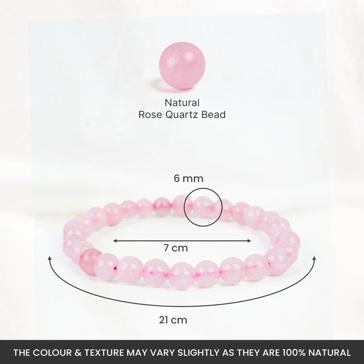 Rose Quartz Bracelet (Women - 6mm Beads)