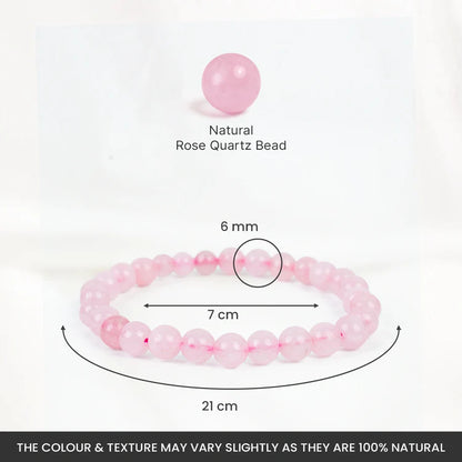 Rose Quartz Bracelet (Women - 6mm Beads)
