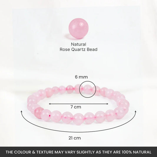 Rose Quartz Bracelet (Women - 6mm Beads)