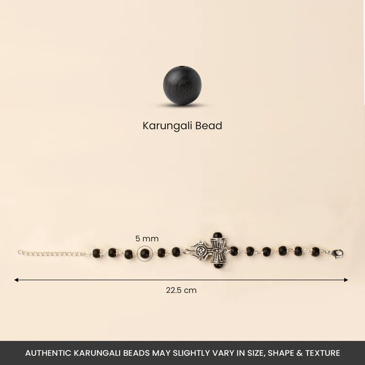 Om Trinetra Trishul Damru Karungali Bracelet