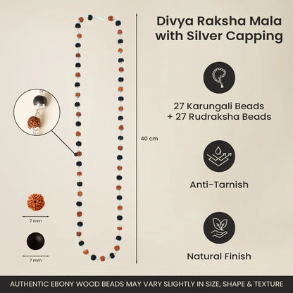 Divya Raksha Rudraksha & Karungali Mala with FREE 7 Mukhi Rudraksha Bracelet