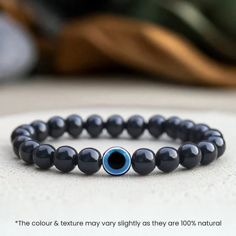 Evil Eye Bracelet with Black Obsidian