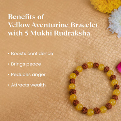 Yellow Aventurine with 5 Mukhi Rudraksha Bracelet