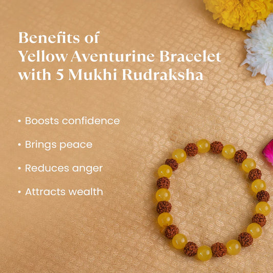Yellow Aventurine with 5 Mukhi Rudraksha Bracelet